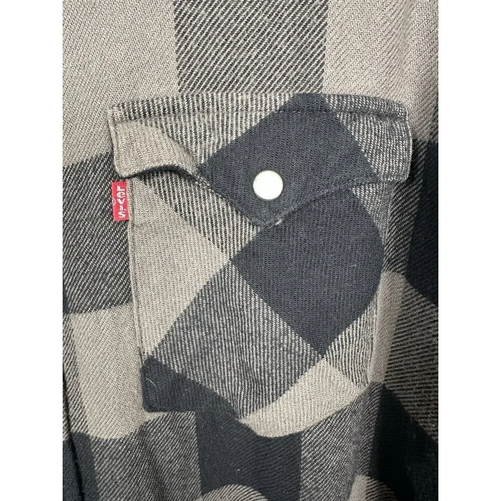 Levi's Classic Worker Shirt Size XXL Flannel Navy Gray Cotton